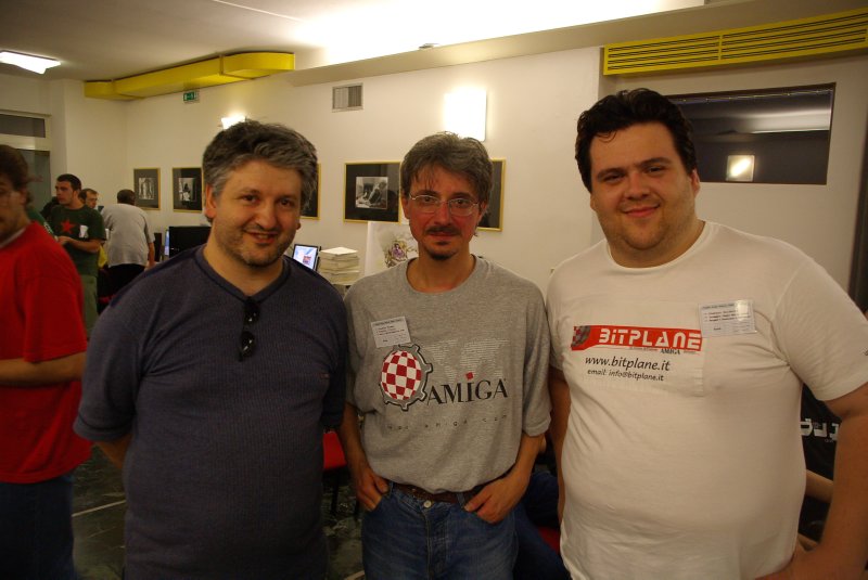 Three OS 4 beta testers lined up for your pleasure: Enrico Vidale (Virtual Works), Joachim Thomas, and Stefano Guidetti.