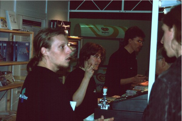3: André Dörffler and Gudrun and Jürgen Haage servicing customers at H&P's stand.