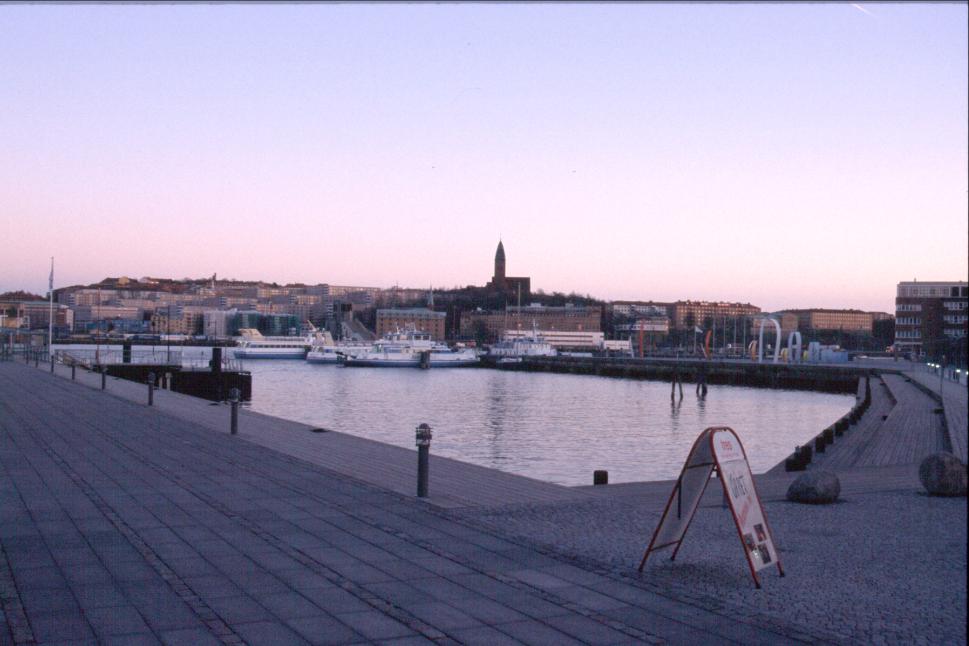 Evening outside the venue, Navet. View towards the city centre. Tolken, where previous AmiGBGs were held, is hidden just behind the dark red building in the right edge of the picture.