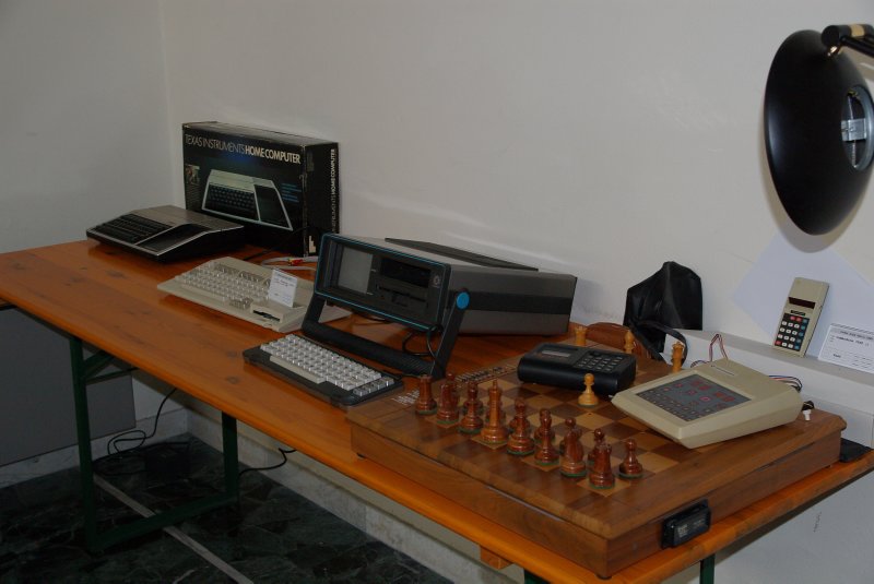 More oldies but goodies: aTI99/4, a C65, an SX64, and a beautiful chess computer.