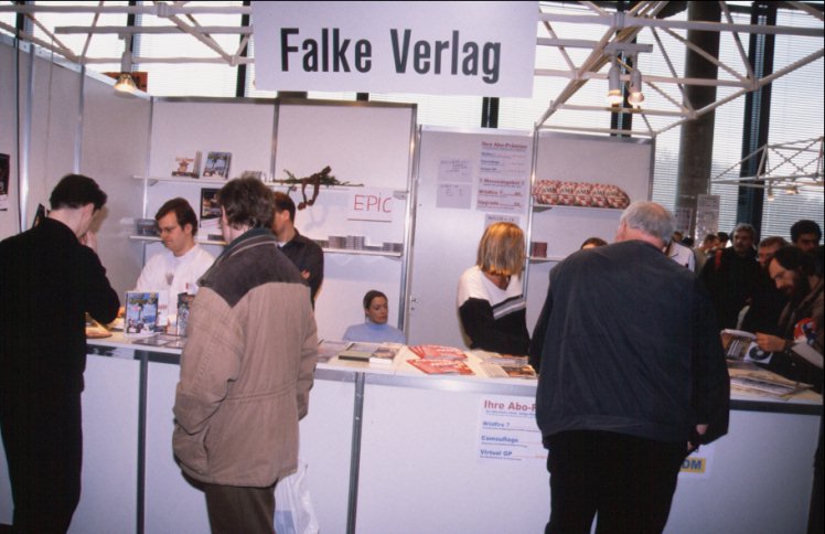 45: The stand of the German AmigaOS magazine's publisher Falke Verlag with Thomas Raukamp among others.